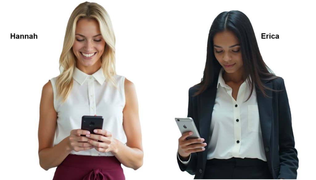 Hannah and Erica reading Emails