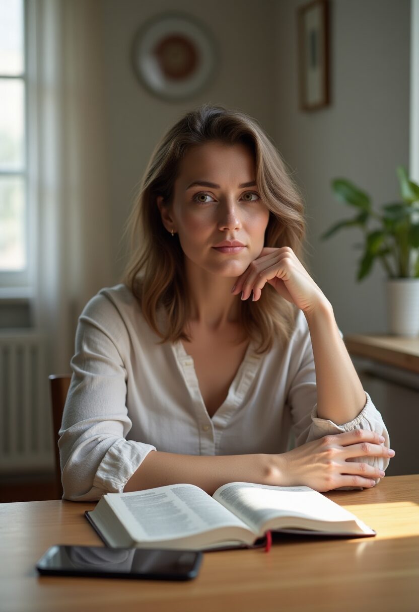 worried woman studying prophecy
